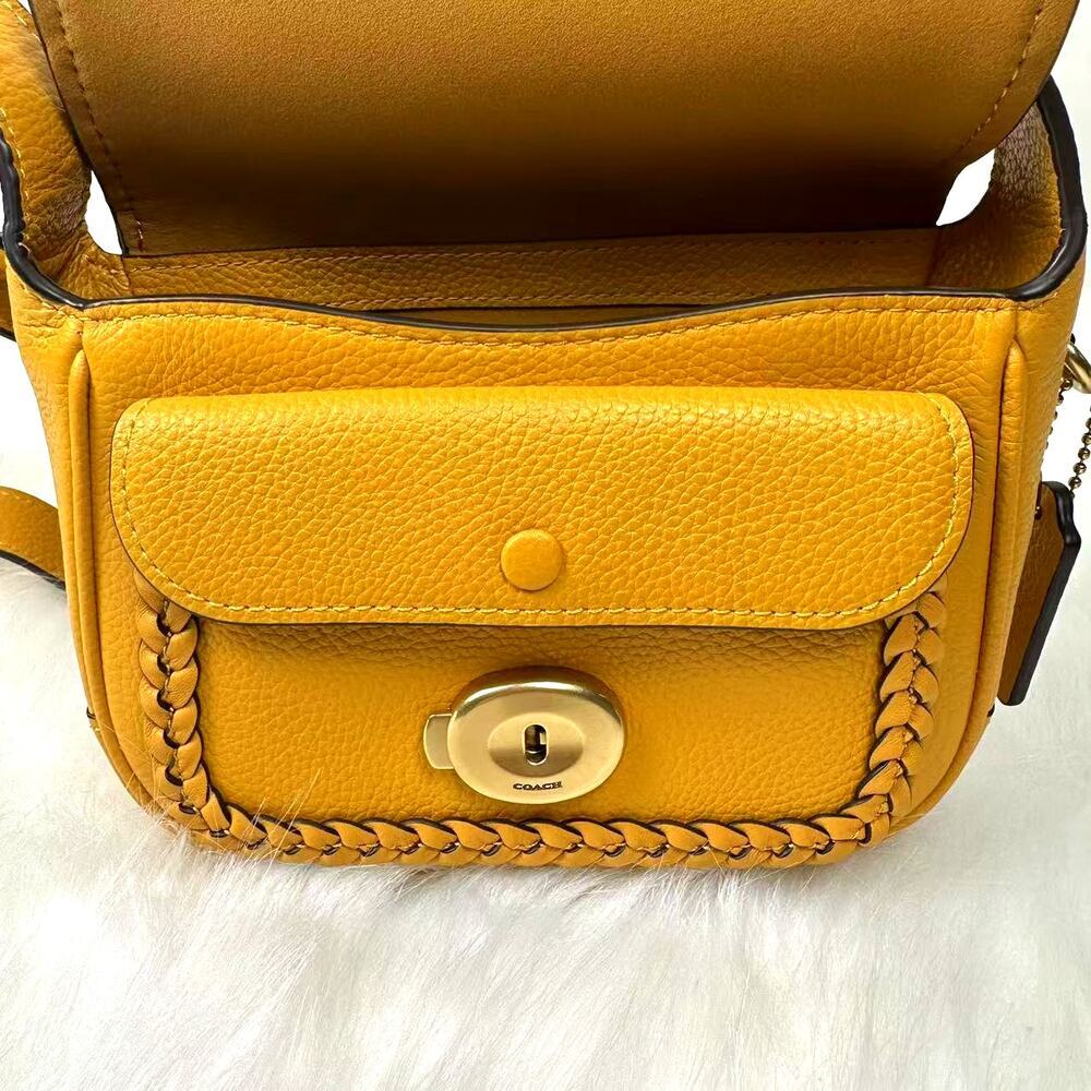Coach Tabby Leather Crossbody Messenger 19 With Braid- Brass/Buttercup CJ837 NWT - Picture 6 of 13